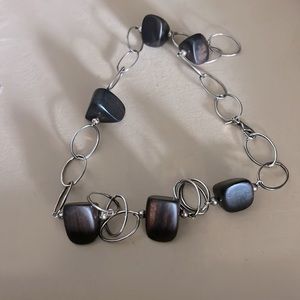 Silpada silver link - brown stone necklace
